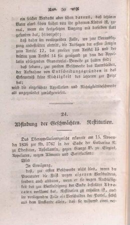 24. Abfindung der Geschwächten. Restitution.