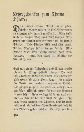 Ketzergedanken zum Thema Theater