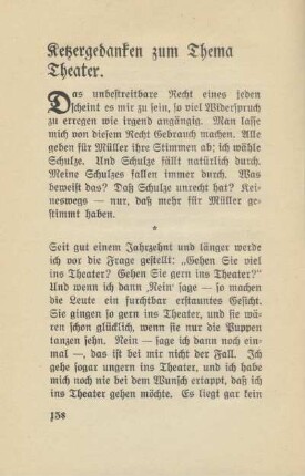 Ketzergedanken zum Thema Theater