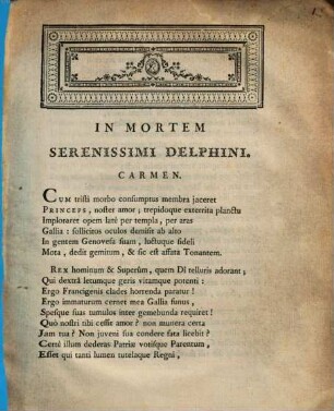 In mortem Serenissimi Delphini : Carmen