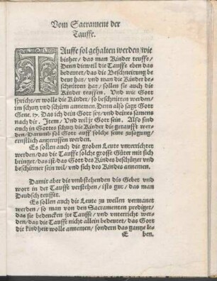 Vom Sacrament der Tauffe.