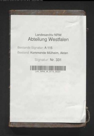 "Jahresrechnung der Landkommende Mülheim".