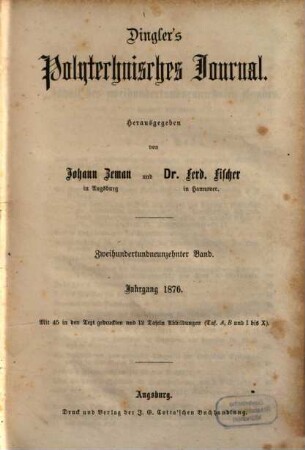 Dingler's polytechnisches Journal, 219. 1876 = 5. Reihe Bd. 19