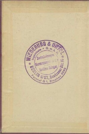 Stempel: Wiedeburg & Ortel. Zentralheizungen, Warmwasserversorgungen, sanitäre Anlagen