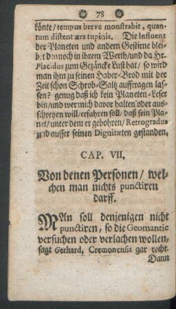 Cap. VII. Von denen Personen/ welchen man nichts punctiren darff