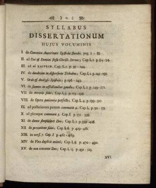 Syllabus Dissertationum Hujus Voluminis