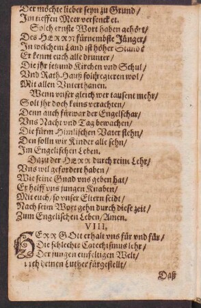 Herr Gott erhalt vns für vnd für/ || Die schlechte Catechismus lehr/ ||