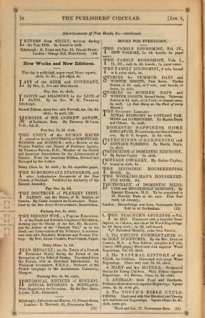 Publishers' circular and booksellers' record. 1852