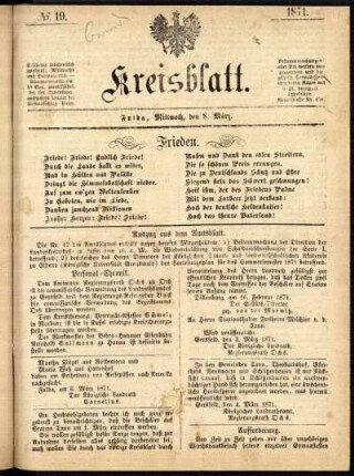 Ausgabe vom Mittwoch, den 08. März 1871.