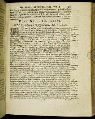 Digest. Lib. XXXVI. Ad S. C. Trebellianum & pegasianum.