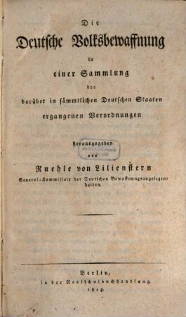 Die deutsche Volksbewaffnung
