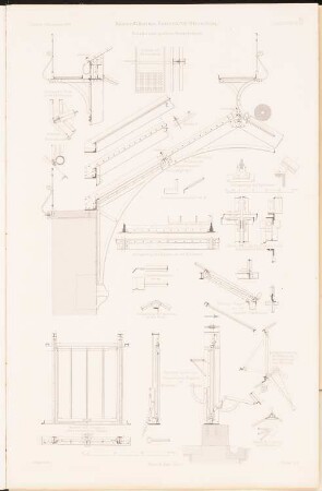 Großes Gewächshaus: Ansichten, Schnitte Details (aus: Kaiser-Wilhelms-Universität, Straßburg. II. Das Lehrgebäude, der Garten und die Gewächshäuser des Botanischen Instituts, 1888)