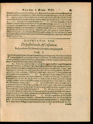 Disputatio VIII. De postulando, et infamia.