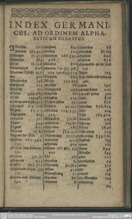 Index Germanicus, Ad Ordinem Alphabeticum Digestus