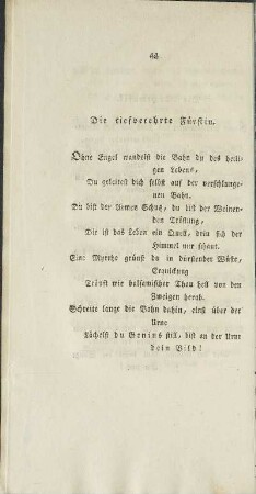 Die tiefverehrte Fürstin.