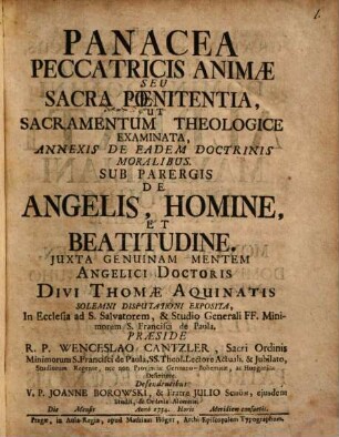Panacea peccatricis animae, s. sacra poenitentia ...