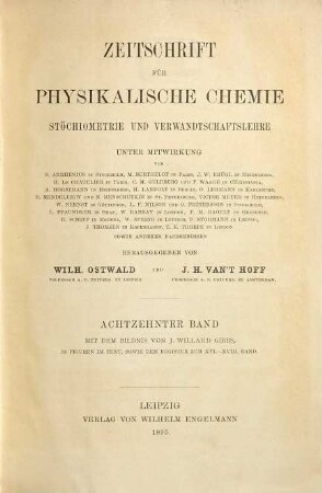Zeitschrift für physikalische Chemie. 18. 1895