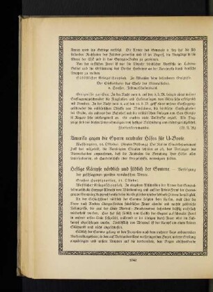 Amerika gegen die Sperre neutraler Häfen für U=Boote.