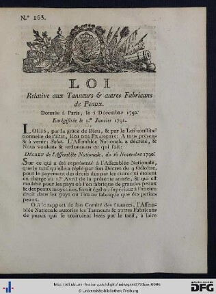 Loi Relative aux Tanneurs & autres Fabricans de Peaux.