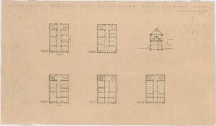 Grund, Peter; Neu-Isenburg; Rathaus mit Wasserturm - Grundriss 2. OG; Grundriss 3. OG; Grundriss 4. OG; Grundriss 5. OG; Grundriss 6. OG; Querschnitt