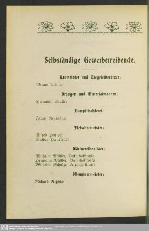 Berufsklassen und Gewerbebetriebe : Selbständige Gewerbetreibende