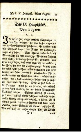 Das IX Hauptstück. Von Lägern.