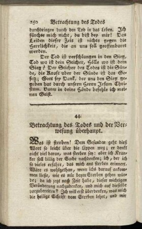 44. Betrachtung des Todes und der Verwesung überhaupt