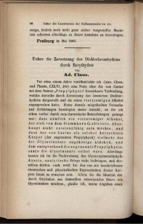 Ueber die Zersetzung des Dichlorbromhydrins durch Barythydrat