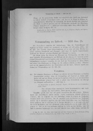 Versammlung zu Lübeck. - 1436 Jan. 25.
