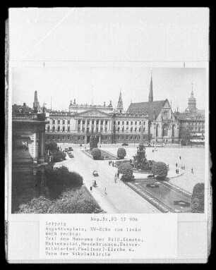Augustusplatz : Augustusplatz, Mendebrunnen, Augusteum und Universitätskirche St. Pauli