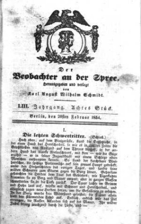 8. Stück, 20. Februar 1854
