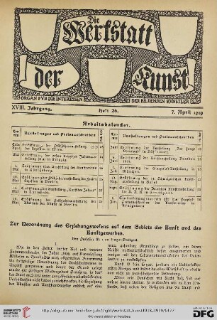 18: Zur Neuordnung des Erziehungswesens auf dem Gebiete der Kunst und des Kunstgewerbes