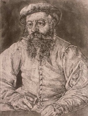 Männliches Bildnis : Stimmer, Tobias (1539-1584): Männliches Bildnis. Federzeichnung, getuscht, Dresden: Kupferstich-Kabinett