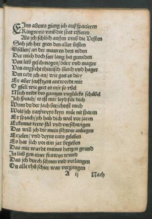 Eins abents gieng ich auß spacieren Ringweis umb die stat rifieren ...