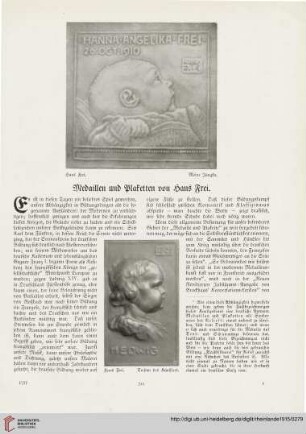 25: Medaillen und Plaketten von Hans Frei
