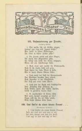 II. Menschenleben - Natur - Zeit