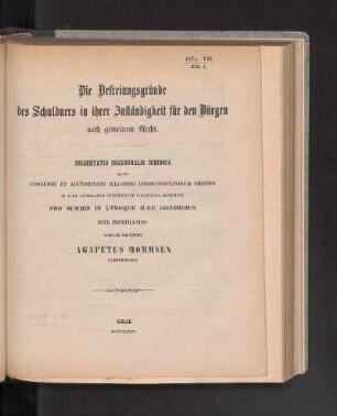 VII. [Dissertationen.]