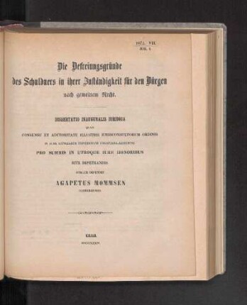 VII. [Dissertationen.]