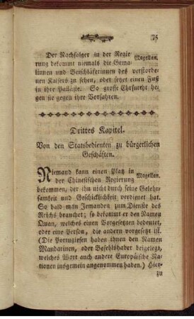 Drittes Kapitel. Von den Statsbedienten zu bürgerlichen Geschäften.