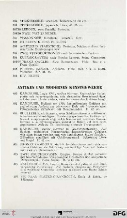 Antikes und modernes Kunstgewerbe (Nr. 400-650)