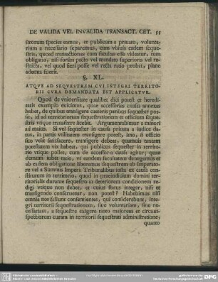 §. XL. Atque Ad Sequestrem Cui Integri Territorii Cura Demandata Est Applicatur