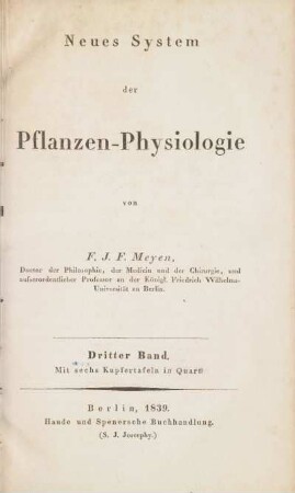 3: Neues System der Pflanzen-Physiologie: Dritter Band