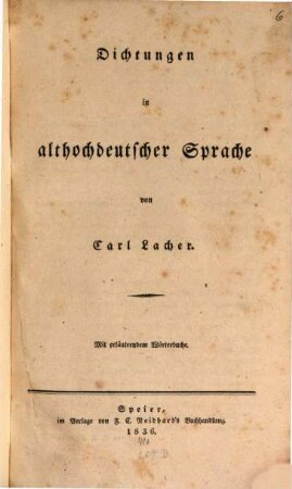 Dichtungen in althochdeutscher Sprache