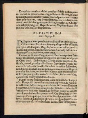 De Disciplina Cleri & populi.