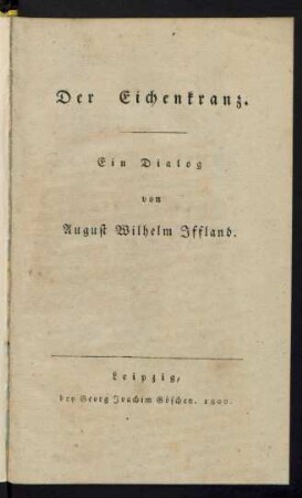 Der Eichenkranz : Ein Dialog
