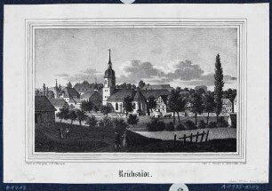 Das Rittergut und die Kirche in Reichstädt (Dippoldiswalde), (aus: Sachsens Kirchen Galerie 1840)