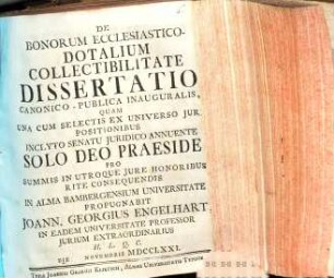 De bonorum ecclesiastico-dotalium collectibilitate dissertatio canonico-publica inauguralis