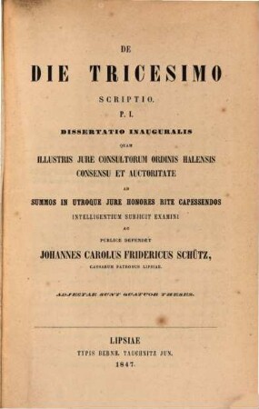 De die tricesimo scriptio, 1