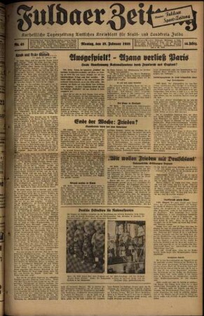 Ausgabe vom Montag, den 27. Februar 1939.