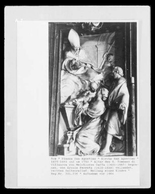Altar des S. Tommaso di Villanova, rechtes Seitenrelief: Thomas Garcia von Villanova heilt ein Kind